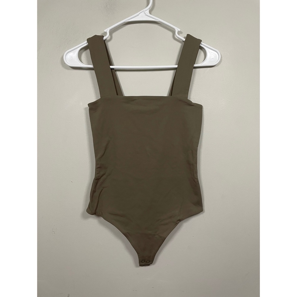 Nuuds Square Neck Tank Bodysuit In Mocha Size XS Shaping Casual Minimalist